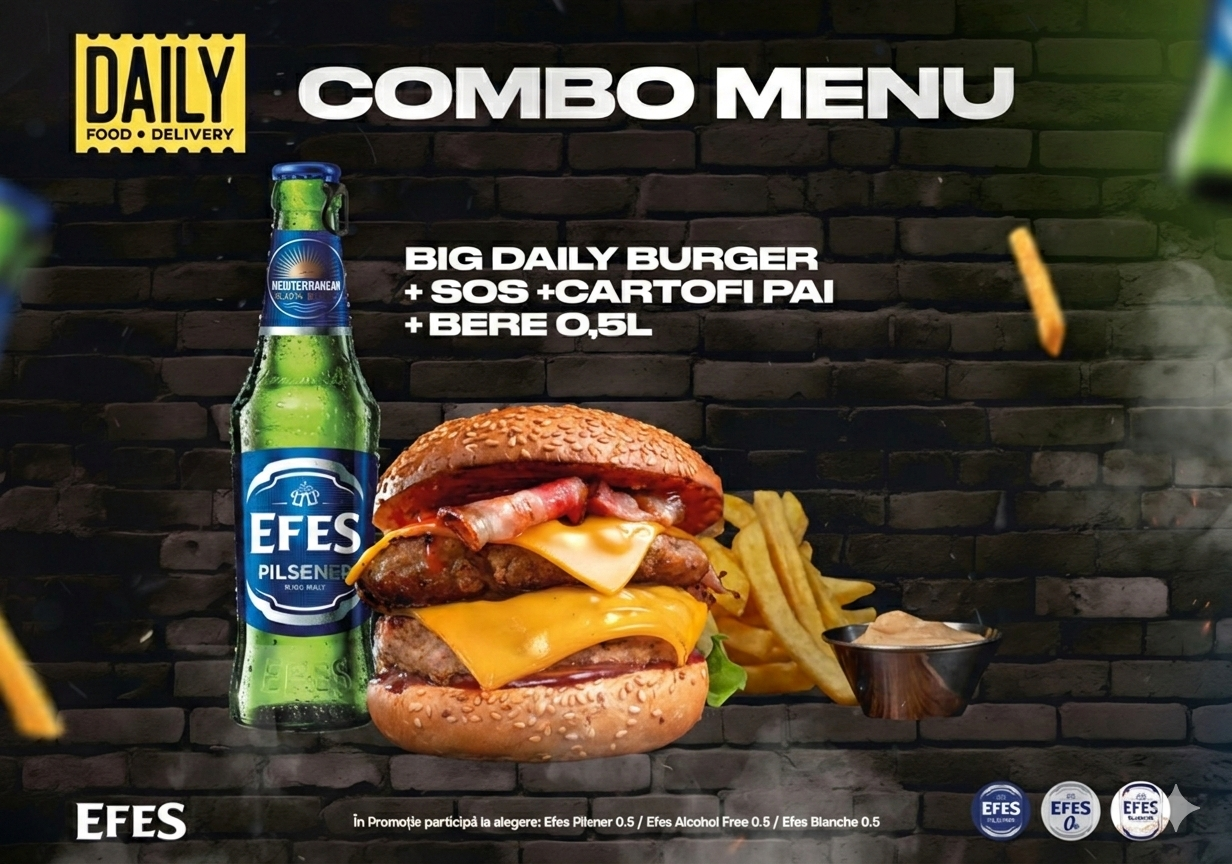 Combo Efes Big Daily Burger — fotografie produs
